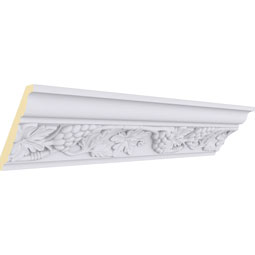 Ekena Millwork - MLD04X04X05GR - Endurathane Grape Bunch Crown Moulding, 3 7/8"H x 3 7/8"P x 5 1/2"F x 94 1/2"L, (10 5/8" Repeat), Factory Primed