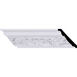 Ekena Millwork - MLD04X04X05GR - Endurathane Grape Bunch Crown Moulding, 3 7/8"H x 3 7/8"P x 5 1/2"F x 94 1/2"L, (10 5/8" Repeat), Factory Primed