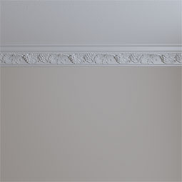 Ekena Millwork - MLD04X04X05GR - Endurathane Grape Bunch Crown Moulding, 3 7/8"H x 3 7/8"P x 5 1/2"F x 94 1/2"L, (10 5/8" Repeat), Factory Primed
