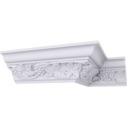 Ekena Millwork - MLD04X04X05GR - Endurathane Grape Bunch Crown Moulding, 3 7/8"H x 3 7/8"P x 5 1/2"F x 94 1/2"L, (10 5/8" Repeat), Factory Primed