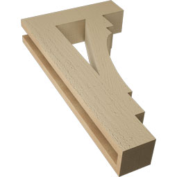 Ekena Millwork - BKTUR035X14X26MRC05RCPR - Timberthane Faux Wood Merced Style Bracket, Block Ends, 3 1/2"W x 14"D x 26"H, Primed Tan