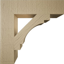 Ekena Millwork - BKTUR035X16X16MRC05RCPR - Timberthane Faux Wood Merced Style Bracket, Block Ends, 3 1/2"W x 16"D x 16"H, Primed Tan
