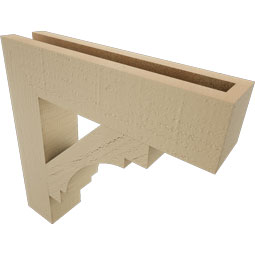 Ekena Millwork - BKTUR035X16X16MRC05RCPR - Timberthane Faux Wood Merced Style Bracket, Block Ends, 3 1/2"W x 16"D x 16"H, Primed Tan
