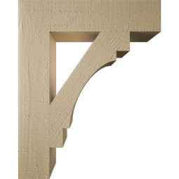 Ekena Millwork - BKTUR035X16X20MRC05RCPR - Timberthane Faux Wood Merced Style Bracket, Block Ends, 3 1/2"W x 16"D x 20"H, Primed Tan