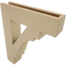 Ekena Millwork - BKTUR035X16X20MRC05RCPR - Timberthane Faux Wood Merced Style Bracket, Block Ends, 3 1/2"W x 16"D x 20"H, Primed Tan