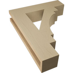 Ekena Millwork - BKTUR035X16X20MRC05RCPR - Timberthane Faux Wood Merced Style Bracket, Block Ends, 3 1/2"W x 16"D x 20"H, Primed Tan