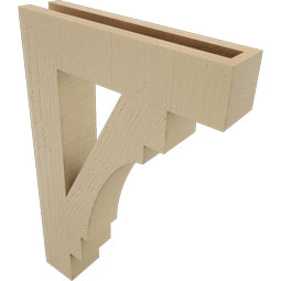 Ekena Millwork - BKTUR035X16X24MRC05RCPR - Timberthane Faux Wood Merced Style Bracket, Block Ends, 3 1/2"W x 16"D x 24"H, Primed Tan