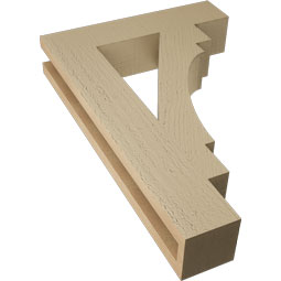 Ekena Millwork - BKTUR035X16X24MRC05RCPR - Timberthane Faux Wood Merced Style Bracket, Block Ends, 3 1/2"W x 16"D x 24"H, Primed Tan