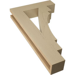 Ekena Millwork - BKTUR035X16X28MRC05RCPR - Timberthane Faux Wood Merced Style Bracket, Block Ends, 3 1/2"W x 16"D x 28"H, Primed Tan