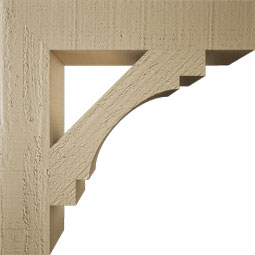 Ekena Millwork - BKTUR035X18X18MRC05RCPR - Timberthane Faux Wood Merced Style Bracket, Block Ends, 3 1/2"W x 18"D x 18"H, Primed Tan