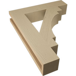 Ekena Millwork - BKTUR035X18X22MRC05RCPR - Timberthane Faux Wood Merced Style Bracket, Block Ends, 3 1/2"W x 18"D x 22"H, Primed Tan