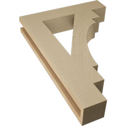 Ekena Millwork - BKTUR035X18X26MRC05RCPR - Timberthane Faux Wood Merced Style Bracket, Block Ends, 3 1/2"W x 18"D x 26"H, Primed Tan
