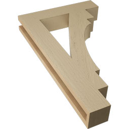 Ekena Millwork - BKTUR035X18X30MRC05RCPR - Timberthane Faux Wood Merced Style Bracket, Block Ends, 3 1/2"W x 18"D x 30"H, Primed Tan