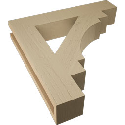 Ekena Millwork - BKTUR035X20X20MRC05RCPR - Timberthane Faux Wood Merced Style Bracket, Block Ends, 3 1/2"W x 20"D x 20"H, Primed Tan