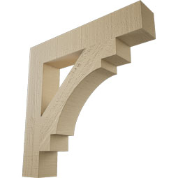 Ekena Millwork - BKTUR035X20X20MRC05RCPR - Timberthane Faux Wood Merced Style Bracket, Block Ends, 3 1/2"W x 20"D x 20"H, Primed Tan