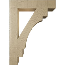 Ekena Millwork - BKTUR035X20X28MRC05RCPR - Timberthane Faux Wood Merced Style Bracket, Block Ends, 3 1/2"W x 20"D x 28"H, Primed Tan
