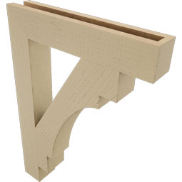 Ekena Millwork - BKTUR035X20X28MRC05RCPR - Timberthane Faux Wood Merced Style Bracket, Block Ends, 3 1/2"W x 20"D x 28"H, Primed Tan