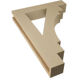Ekena Millwork - BKTUR035X20X28MRC05RCPR - Timberthane Faux Wood Merced Style Bracket, Block Ends, 3 1/2"W x 20"D x 28"H, Primed Tan