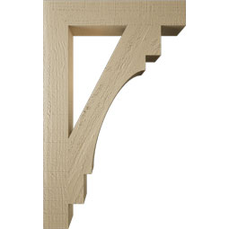 Ekena Millwork - BKTUR035X20X32MRC05RCPR - Timberthane Faux Wood Merced Style Bracket, Block Ends, 3 1/2"W x 20"D x 32"H, Primed Tan