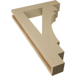 Ekena Millwork - BKTUR035X20X32MRC05RCPR - Timberthane Faux Wood Merced Style Bracket, Block Ends, 3 1/2"W x 20"D x 32"H, Primed Tan