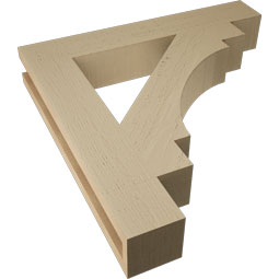 Ekena Millwork - BKTUR035X22X22MRC05RCPR - Timberthane Faux Wood Merced Style Bracket, Block Ends, 3 1/2"W x 22"D x 22"H, Primed Tan