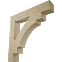 Ekena Millwork - BKTUR035X22X22MRC05RCPR - Timberthane Faux Wood Merced Style Bracket, Block Ends, 3 1/2"W x 22"D x 22"H, Primed Tan