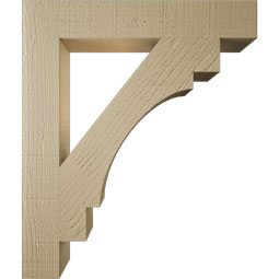Ekena Millwork - BKTUR035X22X26MRC05RCPR - Timberthane Faux Wood Merced Style Bracket, Block Ends, 3 1/2"W x 22"D x 26"H, Primed Tan
