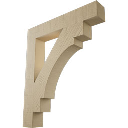 Ekena Millwork - BKTUR035X22X26MRC05RCPR - Timberthane Faux Wood Merced Style Bracket, Block Ends, 3 1/2"W x 22"D x 26"H, Primed Tan