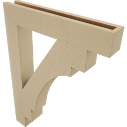 Ekena Millwork - BKTUR035X22X30MRC05RCPR - Timberthane Faux Wood Merced Style Bracket, Block Ends, 3 1/2"W x 22"D x 30"H, Primed Tan