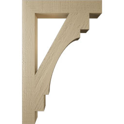 Ekena Millwork - BKTUR035X22X34MRC05RCPR - Timberthane Faux Wood Merced Style Bracket, Block Ends, 3 1/2"W x 22"D x 34"H, Primed Tan