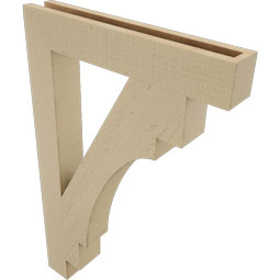 Ekena Millwork - BKTUR035X22X34MRC05RCPR - Timberthane Faux Wood Merced Style Bracket, Block Ends, 3 1/2"W x 22"D x 34"H, Primed Tan