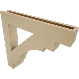 Ekena Millwork - BKTUR035X24X24MRC05RCPR - Timberthane Faux Wood Merced Style Bracket, Block Ends, 3 1/2"W x 24"D x 24"H, Primed Tan