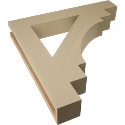 Ekena Millwork - BKTUR035X24X24MRC05RCPR - Timberthane Faux Wood Merced Style Bracket, Block Ends, 3 1/2"W x 24"D x 24"H, Primed Tan