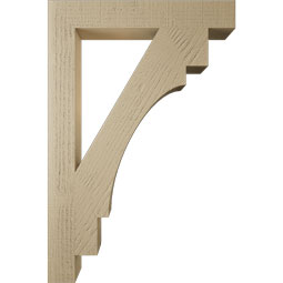 Ekena Millwork - BKTUR035X24X36MRC05RCPR - Timberthane Faux Wood Merced Style Bracket, Block Ends, 3 1/2"W x 24"D x 36"H, Primed Tan