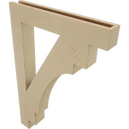 Ekena Millwork - BKTUR035X24X36MRC05RCPR - Timberthane Faux Wood Merced Style Bracket, Block Ends, 3 1/2"W x 24"D x 36"H, Primed Tan