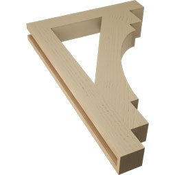 Ekena Millwork - BKTUR035X24X36MRC05RCPR - Timberthane Faux Wood Merced Style Bracket, Block Ends, 3 1/2"W x 24"D x 36"H, Primed Tan