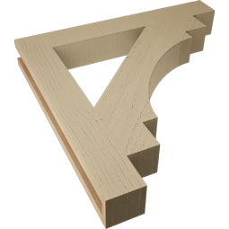 Ekena Millwork - BKTUR035X26X26MRC05RCPR - Timberthane Faux Wood Merced Style Bracket, Block Ends, 3 1/2"W x 26"D x 26"H, Primed Tan