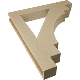 Ekena Millwork - BKTUR035X26X30MRC05RCPR - Timberthane Faux Wood Merced Style Bracket, Block Ends, 3 1/2"W x 26"D x 30"H, Primed Tan