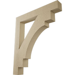 Ekena Millwork - BKTUR035X26X30MRC05RCPR - Timberthane Faux Wood Merced Style Bracket, Block Ends, 3 1/2"W x 26"D x 30"H, Primed Tan