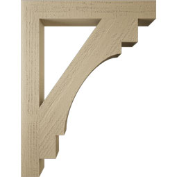 Ekena Millwork - BKTUR035X26X34MRC05RCPR - Timberthane Faux Wood Merced Style Bracket, Block Ends, 3 1/2"W x 26"D x 34"H, Primed Tan