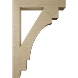Ekena Millwork - BKTUR035X26X38MRC05RCPR - Timberthane Faux Wood Merced Style Bracket, Block Ends, 3 1/2"W x 26"D x 38"H, Primed Tan