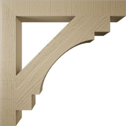 Ekena Millwork - BKTUR035X28X28MRC05RCPR - Timberthane Faux Wood Merced Style Bracket, Block Ends, 3 1/2"W x 28"D x 28"H, Primed Tan