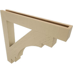 Ekena Millwork - BKTUR035X28X28MRC05RCPR - Timberthane Faux Wood Merced Style Bracket, Block Ends, 3 1/2"W x 28"D x 28"H, Primed Tan