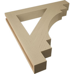 Ekena Millwork - BKTUR035X28X28MRC05RCPR - Timberthane Faux Wood Merced Style Bracket, Block Ends, 3 1/2"W x 28"D x 28"H, Primed Tan