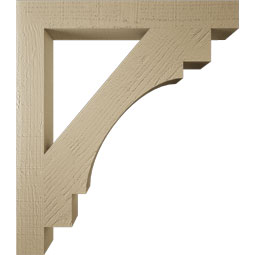 Ekena Millwork - BKTUR035X28X32MRC05RCPR - Timberthane Faux Wood Merced Style Bracket, Block Ends, 3 1/2"W x 28"D x 32"H, Primed Tan