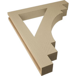 Ekena Millwork - BKTUR035X28X32MRC05RCPR - Timberthane Faux Wood Merced Style Bracket, Block Ends, 3 1/2"W x 28"D x 32"H, Primed Tan