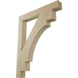 Ekena Millwork - BKTUR035X28X36MRC05RCPR - Timberthane Faux Wood Merced Style Bracket, Block Ends, 3 1/2"W x 28"D x 36"H, Primed Tan