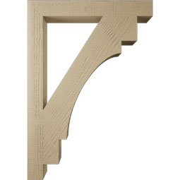 Ekena Millwork - BKTUR035X28X40MRC05RCPR - Timberthane Faux Wood Merced Style Bracket, Block Ends, 3 1/2"W x 28"D x 40"H, Primed Tan