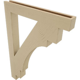 Ekena Millwork - BKTUR035X28X40MRC05RCPR - Timberthane Faux Wood Merced Style Bracket, Block Ends, 3 1/2"W x 28"D x 40"H, Primed Tan