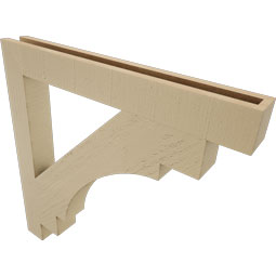 Ekena Millwork - BKTUR035X30X30MRC05RCPR - Timberthane Faux Wood Merced Style Bracket, Block Ends, 3 1/2"W x 30"D x 30"H, Primed Tan